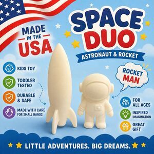 Astronaut & Space Ship / Rocket - Toddler Tested - Play Along Kids Toy USA Made